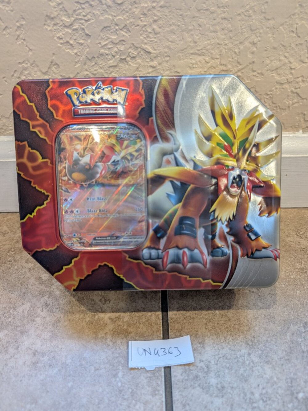 Pokemon Trading Card Game Paradox Destinies Tin Gouging Fire ex 5 Booster Packs